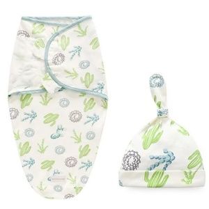 Baby Velcro Swaddle & Hat Set - Cactus